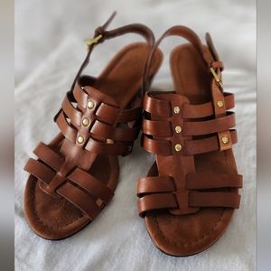 Ralph Lauren leather strap weddge